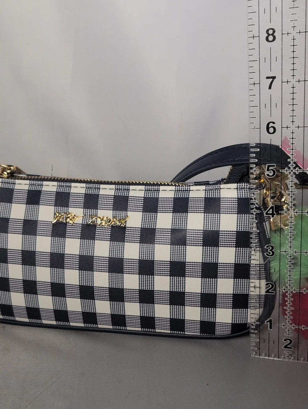 Betsey Johnson Blue & White Gingham Strawberry Purse